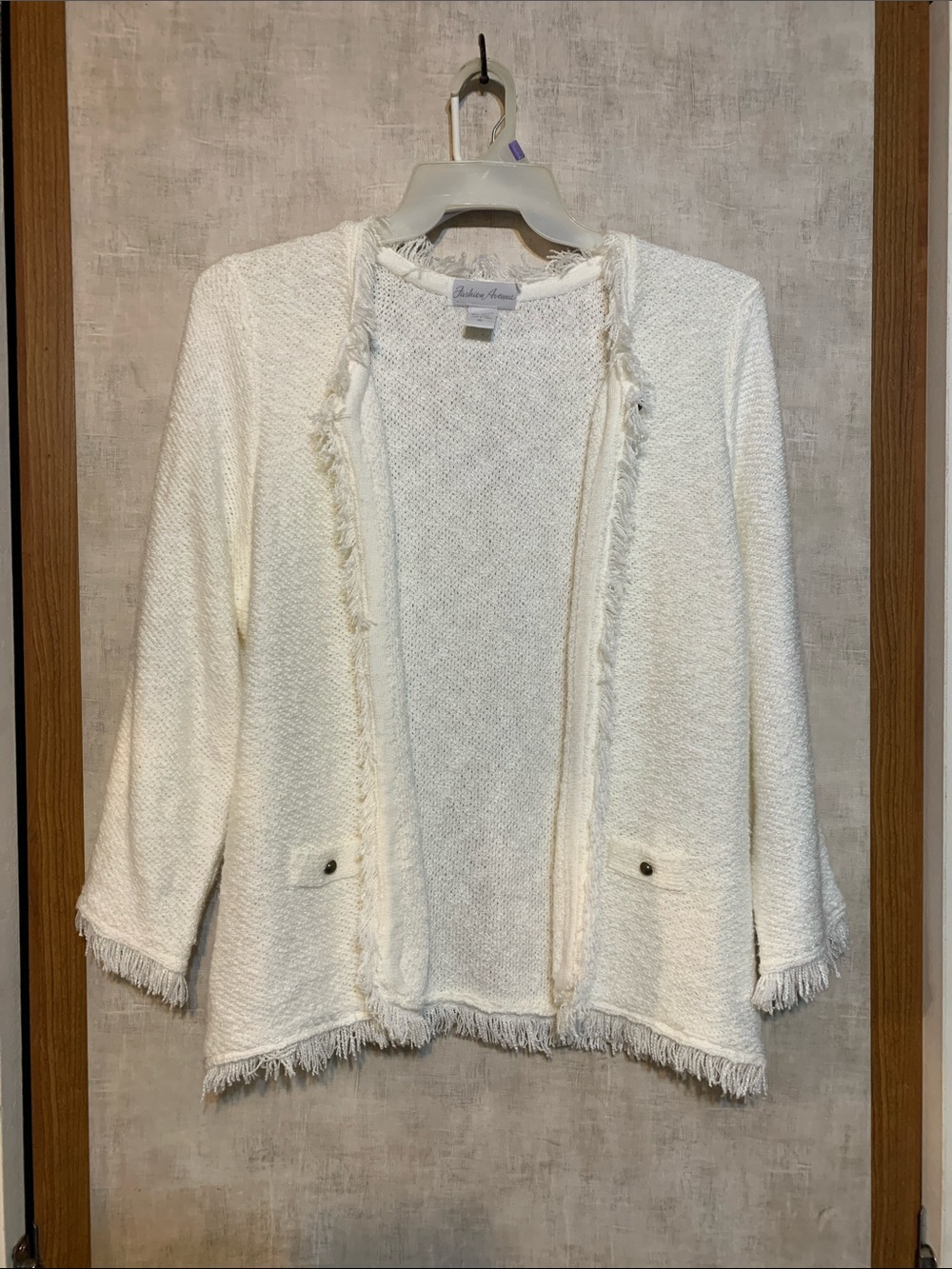 Fashion Avenue Soft Fringe Open-Front Women's Sweater Jacket size XL